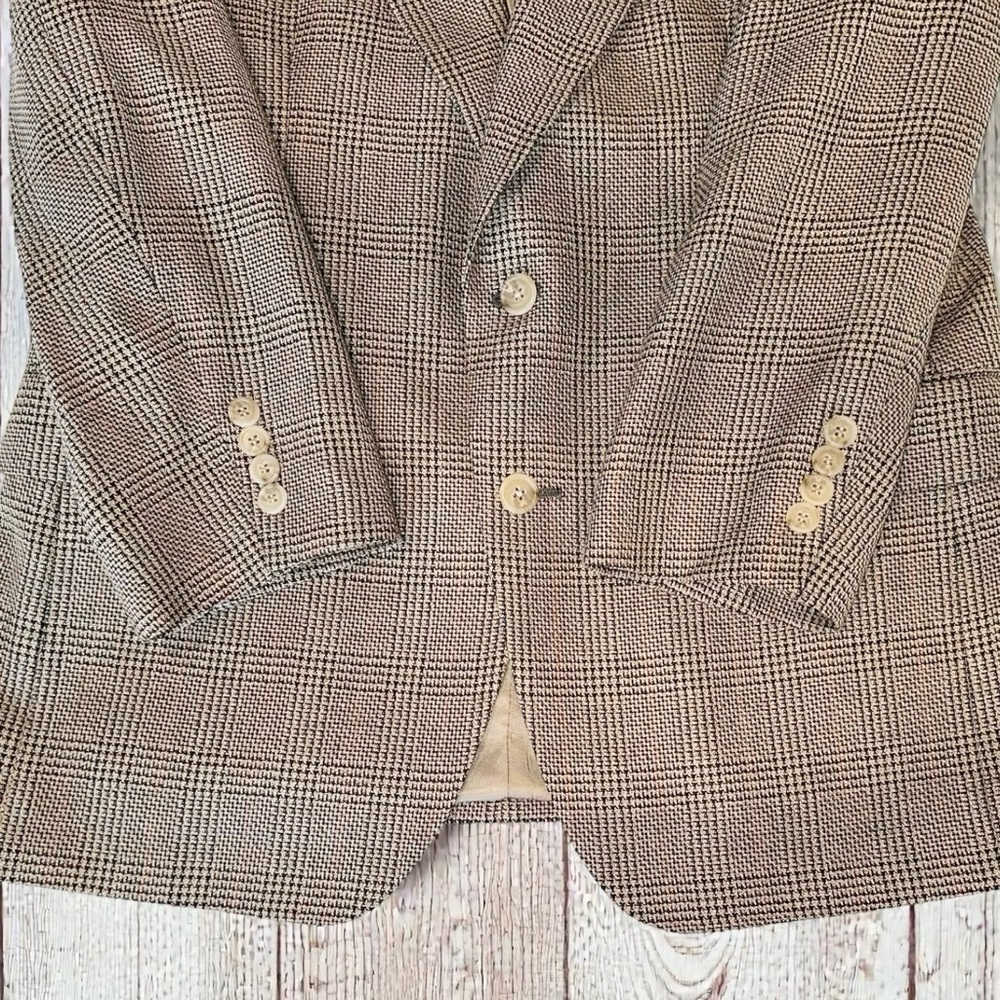Mark Shale Men’s Brown Houndstooth Check Wool Sport Coat Blazer ~ Size 39R - Picture 5 of 10